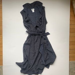 Navy with white polka maternity dress